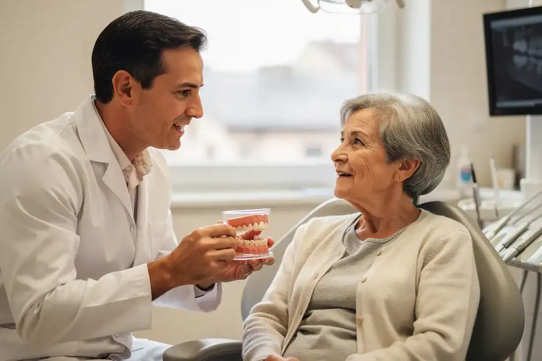A dentist an elderly patient