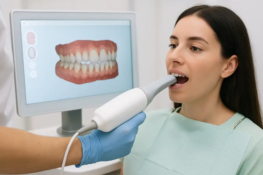 woman getting invisalign treatment