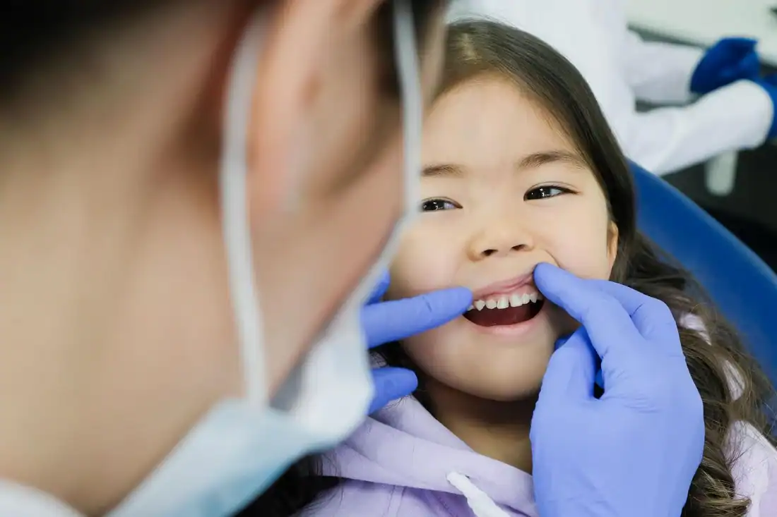 Child having a comfortable dental checkup