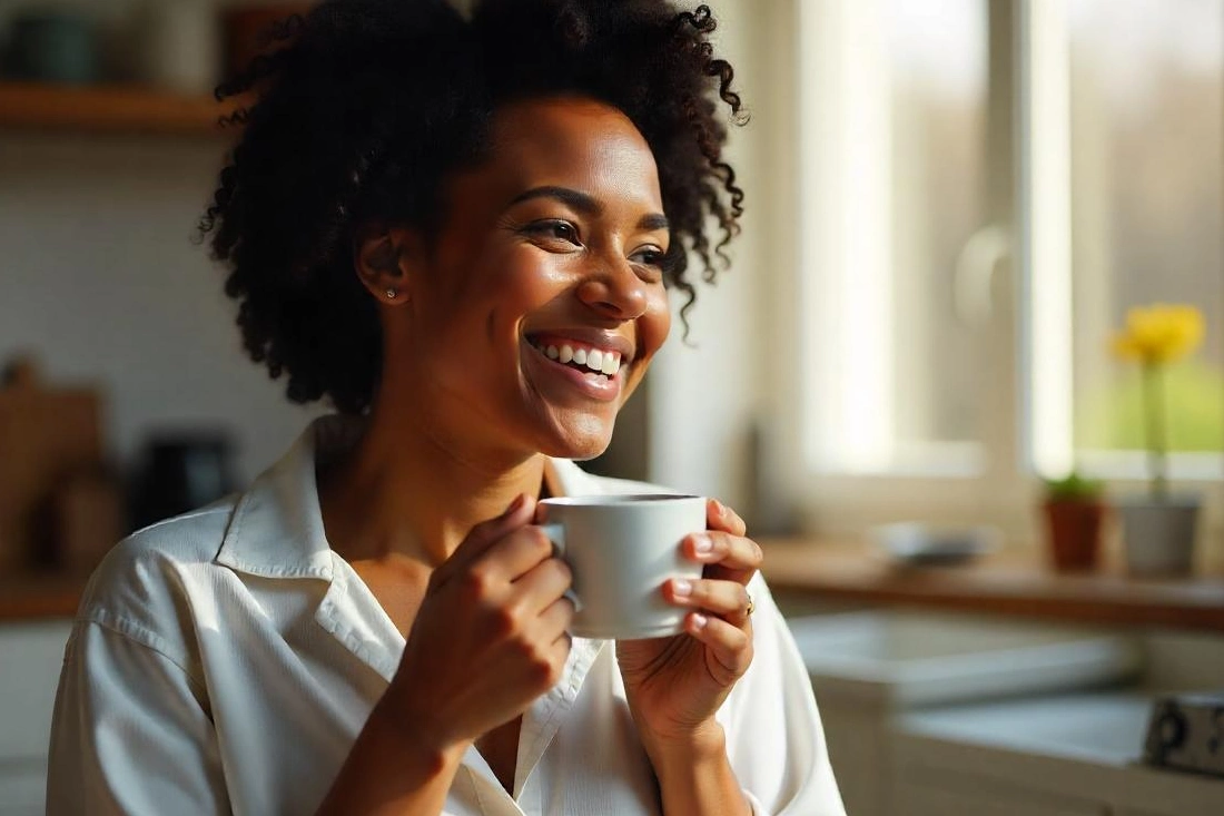 smiling woman wearing clear aligner
