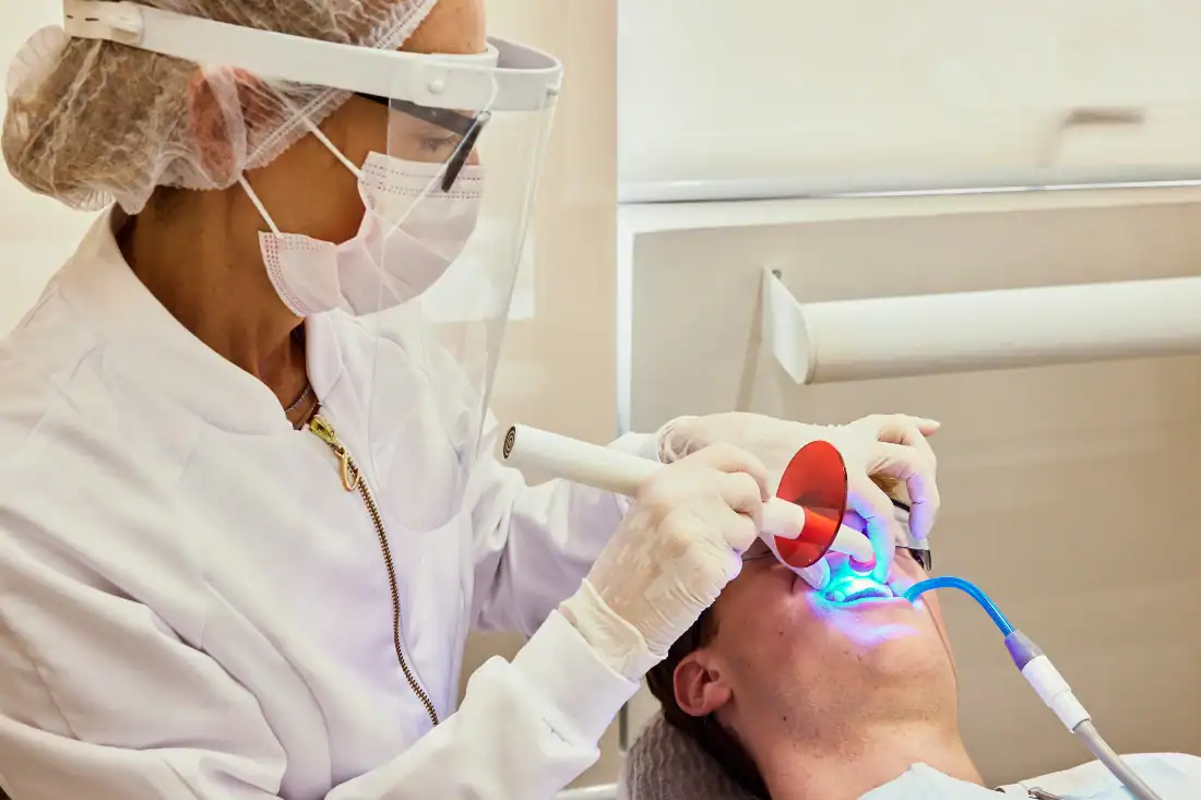 man receiving dental procedure