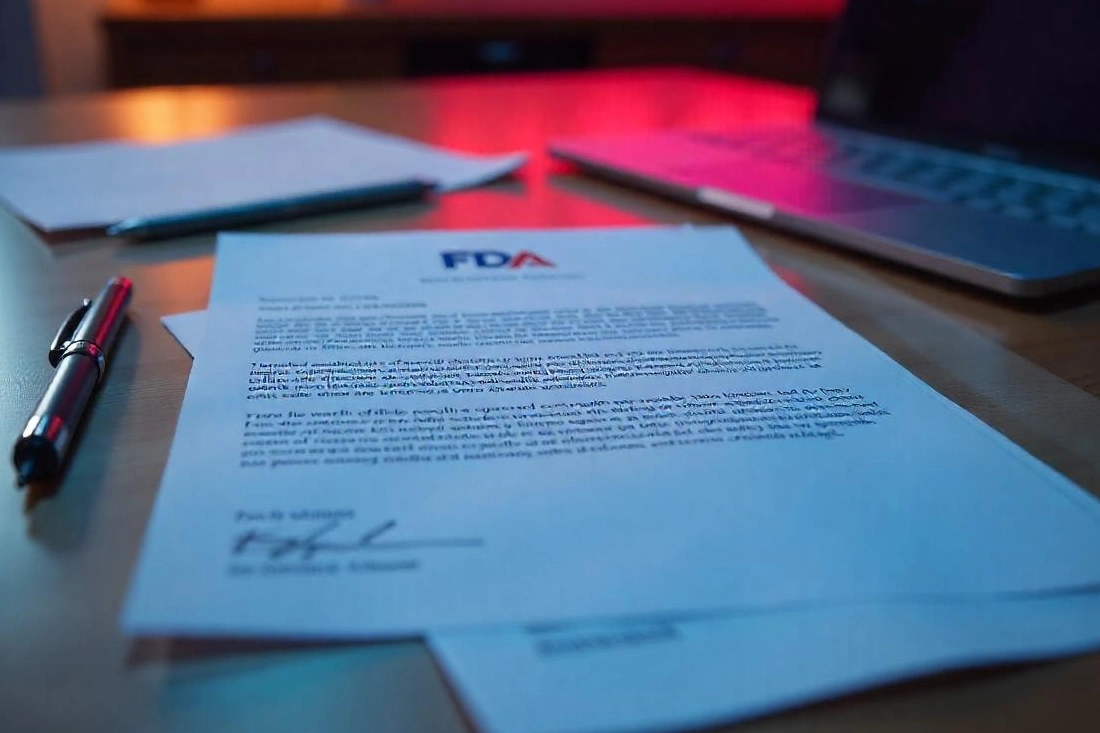 FDA Approval letter on a wooden desk