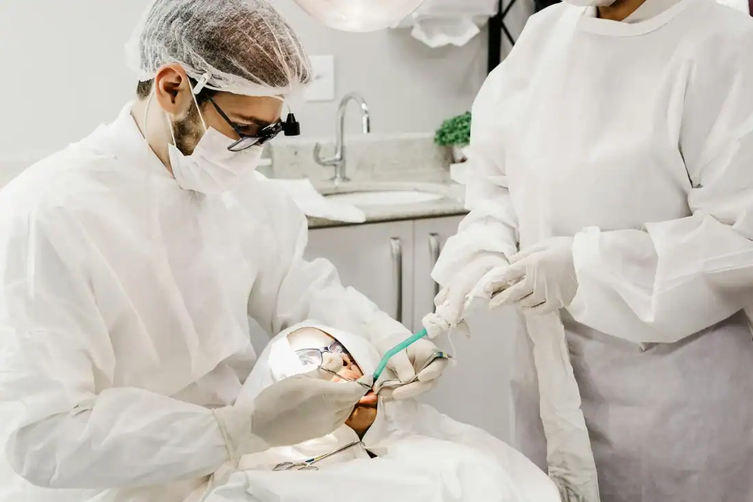 man getting dental procedure