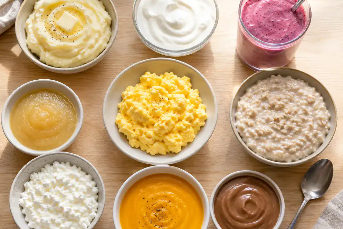 soft wet foods on table